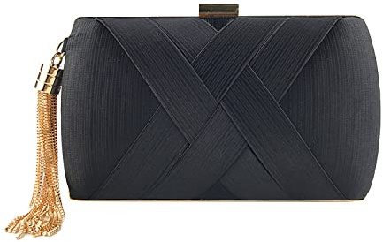 SUKUTU Bolso de Mano de Noche para Mujer Bolso de Satén para Boda Fiesta Noche Borla Colgante Cóctel Graduación, Bolsos de Mano