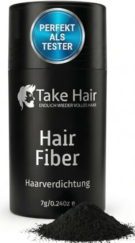 Take Hair Streuhaar für Männer I Hält bei Regen und Wind I 7g Schütthaar zur Haarverdichtung I Hair Fibers I Haarpulver I Streuhaar Männer bei Haarausfall I Haarpuder (Streuhaar Schwarz)