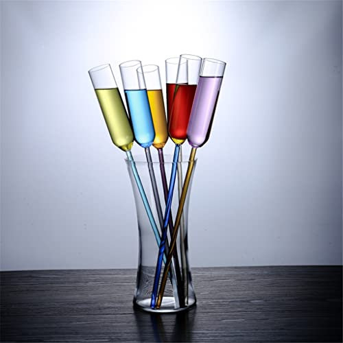 6 calici Colorati in Vetro da Spiaggia, Bicchieri da Champagne in Cristallo, calici da Vino da Cocktail, con Base, per casa, Bar, Feste, Bicchieri, 120 ml (A 120 ml)