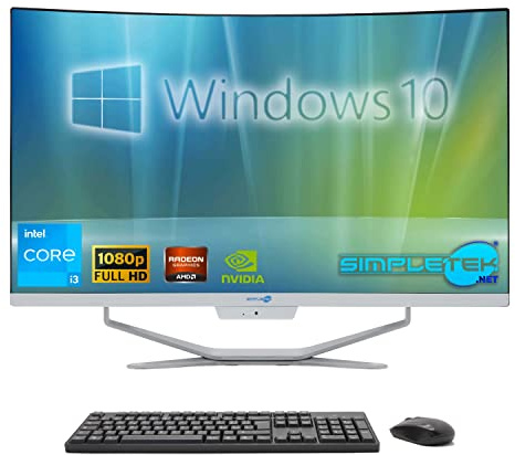 SIMPLETEK - PC All in One 27 Curved Windows 10 | 12th Gen Core i3 Processor | 16GB RAM DDR4 SSD 480GB