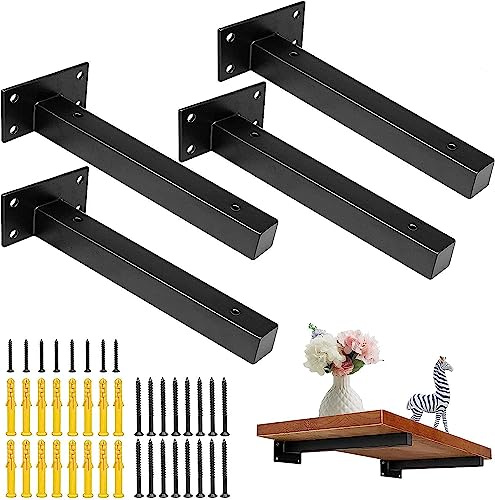 4 Stück Regalwinkel Schwerlast Regalträger Schwarz Regalkonsole Schwerlastträger Schwimmende Regalhalterung Wandregale aus schwarzem Eisen für manuelles benutzerdefiniertes Regal (10zoll)