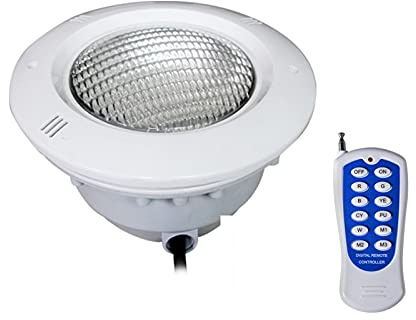 WZYJLyds Pool Scheinwerfer mit Nischen par56 RGB LED Unterwasser-Poollampe 12V AC Einbaustrahler Wasserdicht IP68 mit Fernbedienung 1,5m Kabel(12W)