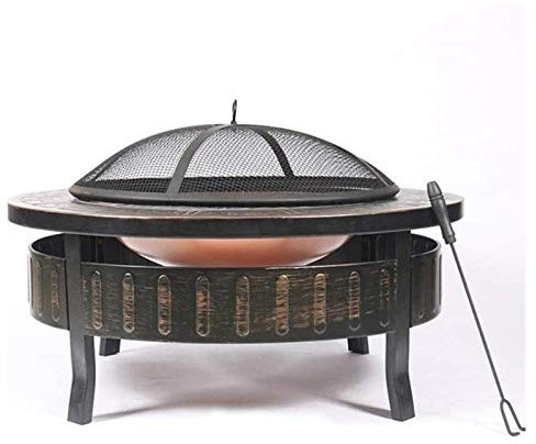 Braciere da esterno a legna da esterno in metallo braciere tavolo rotondo cortile patio stufa da giardino braciere a legna con parascintille con copertura barbecue cucina per campegg