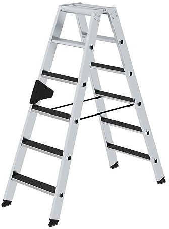 PROREGAL Stufen-Stehleiter | beidseitig begehbar mit Clip-Step R13 | 2x6 Stufen | Leiter, Teleskopleiter, Trittleiter, Bockleiter, Sprossen-Doppelleiter
