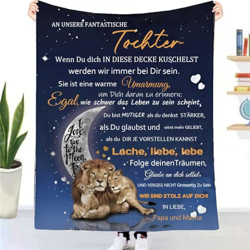 Kuscheldecke Flauschige an Unsere Tochter von Mama und Papa, Personalisierte Geschenk Decke für Tochter Von Eltern, Super Weich Briefdecke für Weihnachten Geburtstag Graduierung,18 Geburtstag Mädchen