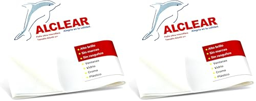 ALCLEAR 950002 Microfaser Fenstertuch streifenfrei 60x45 cm - ideal als Scheibentuch ohne Nachtrocknen, Glasputztücher zum Putzen von Auto, Haushalt, Fenster & Chrom, Farbe Weiss (Packung mit 2)