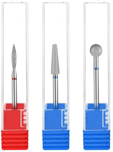 YUXIANLB 3 Brocas De Diamante Para Uñas Brocas Para Cutícula Forma De Bola Cortador De Uñas Broca De Llama Kit De Preparación De Uñas Todo En Uno Para Salón De Manicura Cutícula Quitar
