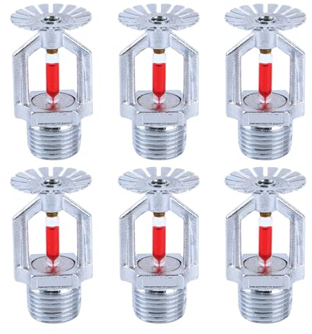 ACYOGIE 6 Stück Feuersprinklerkopf – Kupfer-Chrom, 1,27 cm NPT 68,3 °C (68 °C) Pendentyp, K80 schnelle Reaktion, automatische Sprinkleranlage für Wohn-, Fabrik-, Einkaufszentrum, Lagergebäude | Schnelles Ansprechen, automatisches Sprinklersystem für Zuhause, Wohnung, Fabrik, Gewerbe, Lagergebäude (Kupfer-Chrom)