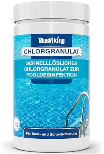 Chlorgranulat für Pool 1 kg – Schockchlorung & Erstanwendung, schnelllöslich, 55% Aktivchlor, pH-neutral, kalkfrei