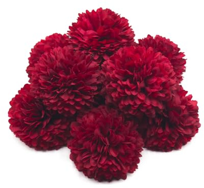 silllule Rote künstliche Chrysanthemen, Kugelblumen, künstliche Blumen, ohne Stiel, Chrysanthemen für Zuhause, lebensechte künstliche Chrysanthemen, Kugelblumen für selbstgemachte