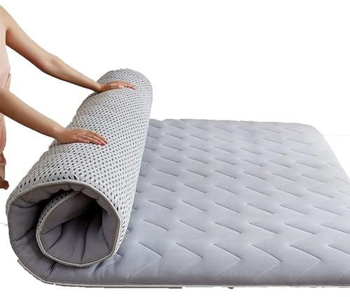 Dremdo Japanische Futon Matratze, Weiche Futon Matratze Japanische Tatami Matte, Tragbare Roll Up Matratze Klappbett Pad Für Home Camping Couch,Grau,150x190cm