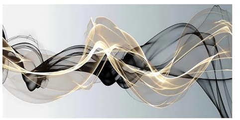 DHHXY Leinwand Bilder Groß, Abstraktes Gemälde mit schwarzem und goldenem Seidenband, Galerie-Wandkunst, moderner Luxus-Leinwanddruck, Poster, Heimdekoration, 40 x 120 cm, ohne Rahmen