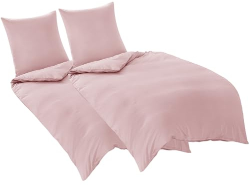 Aisbo Bettwäsche 135x200 4teilig Rosa - Mikrofaser Bettwäsche-Sets mit Reißverschluss, ÖKO-TEX Bettbezug 135 x 200 cm 4tlg mit Kissenbezug 80x80 cm, Weich und Bügelfrei