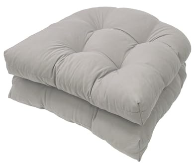 FYHTC 2 Stück Sitzkissen in 48x48cm, Bequeme Sitzkissen U-förmiges Kissen Sofa Rattan Stuhlkissen für Korbstuhl Sitz Terrassenmöbel Esszimmerstuhl Pad(Light Gray)