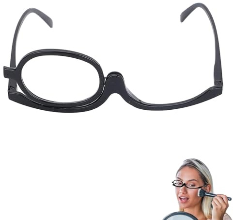 350 Degrees Make Up Glasses Make Up Glasses Flip Up Lens Uk Only Folding Reading Glasses Magnifying Make up Glasses With Flip-Down Single Lens For Womems Reading Glasses Magnifying Glasses （Black）