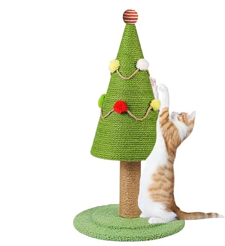 Rascador de árbol de Navidad para gatos, poste rascador para gatos, postes creativos para rascar, adornos de juguete temático de Navidad, juguete rascador para gatos de interior