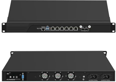PeeliCeeli 19 Zoll Firewall Appliance Celeron J6412, 6 x i226V 2.5G LAN 1U Router PC with 2 x SFP Gigabit, 19” Rack Mount Network Security Hardware with VGA, Barebone (No RAM/SSD)