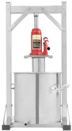 ieLsngai Edelstahl Obstpresse Obstmühle 3T, Profi Fruchtpresse Weinpresse, Frucht Saftpresse Weinpresse Apfelpresse, Edelstahl Fruit Crusher mit hydraulischer Wagenheberhilfe