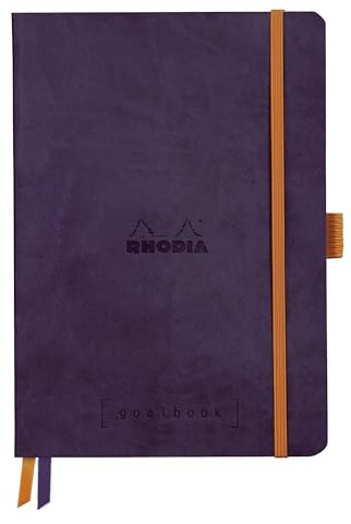 Rhodia 117825C - Notizheft - Goalbook Rhodiarama DIN A5 (14,8x23cm), mit flexiblem Einband, 120 Blatt elfenbein 90g, Dot - punktkariert, Aubergine - Violett, 1 Stück