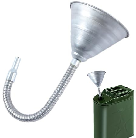 Entonnoir en métal automobile - Entonnoir flexible à large ouverture avec tuyau d'extension | Entonnoir de remplissage portable, outil pour verser de l'huile de moteur pour yachts, argenté