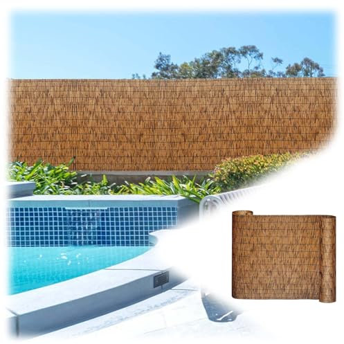 Bambuszaun Für Den Balkon – Sichtschutzzaun Aus Natürlichem Schilf – Schilfrohrmatte Sichtschutz Für Garten Outdoor Terrasse, Hinterhof Trennwand, Strandthema, Leicht Zu Installieren(120x500cm(3.9x16.