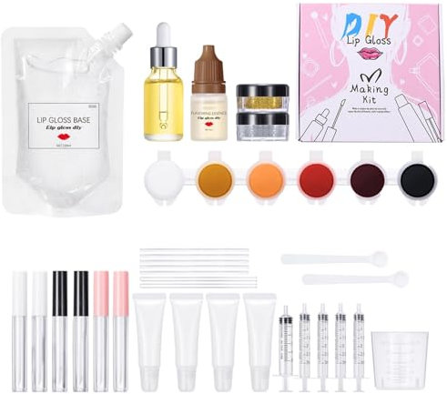Lippenöl Selber Machen, Lipgloss Lippenstift Making Kit, Lustiges Lipgloss Set Mädchen Selber Machen, Ungiftig Lip Gloss Kosmetik Make up Geschenk für Frauen