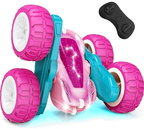 Tecnock 2026 Ferngesteuertes Auto mit 2.4 Ghz Fernbedienung 360°Flip Stunts Rc Auto Monstertruck mit Buntes Licht ab 6-12 Jahre Outdoor Spielzeug Geschenk für Junge Kinder