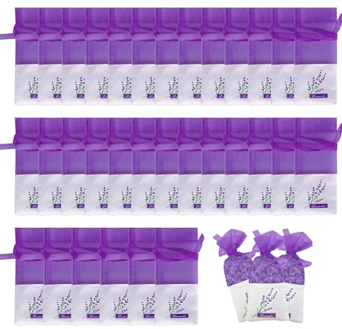DWUENT 30PCS Lavender Bags Empty, 7.5x15.5cm Muslin Sachet Bags for Drawer Wardrobe Closet Freshener, Reusable Cotton Drawstring Pouches for Dried Flowers, Potpourri, Gifts