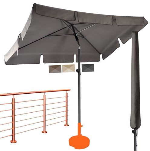 Menz Sonnenschirm Balkon inkl. Sonnenschirmhülle, 200 × 125 cm, Taupe