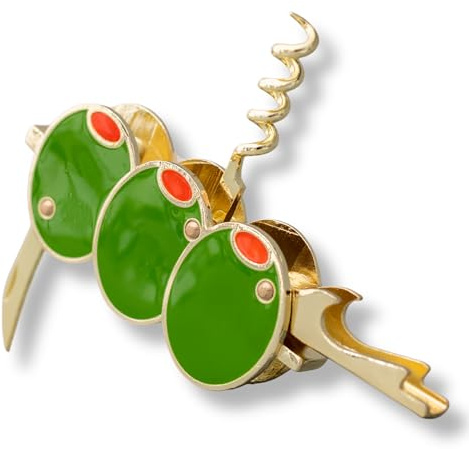 ban.do Novelty Martini Olive Corkscrew and Bottle Opener, Aesthetic Barware and Cocktail Tools (Olives)