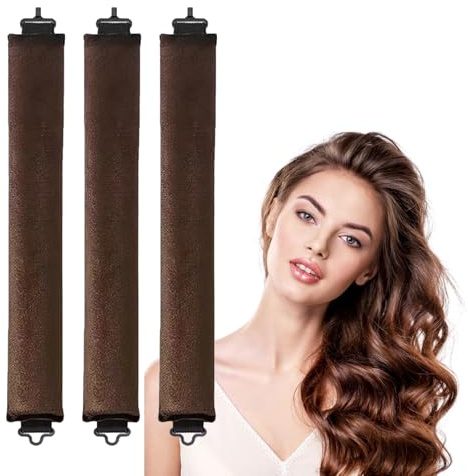 KLVGTIFS 3 Pezzi Bigodini Senza Calore,Ferro Arricciacapelli Senza Calore,Bigodini per Styling Capelli,Soft Heatless Hair Curler Durante la Notte,Bigodino Pigro Set per Tutti i Tipi di Capelli,Marrone