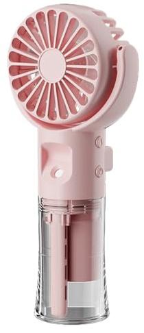 dewdat Ventilador de Mano con Nebulizador | Ventilador Manual Recargable con Pulverizador de Agua | Pequeño Enfriador de Aire con 4 Modos Recargable USB para Uso en Interiores y Exteriores