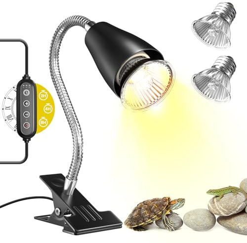 GlowUp Lampada Riscaldante per Rettili,E27 Timer Lampada per Tartarughe di Terra,2 pezzi da 50W per Tartarughe, Draghi Barbuti, Lucertole, Pulcini e Cuccioli