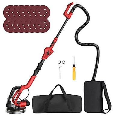 YQVEOT Ponceuse Murale pour cloisons sèches, Ponceuse Murale for cloisons sèches 710 W, avec 14 disques de ponçage 6 Vitesses Variables 1000-1850 TR/Min, Ponceuse électrique à poignée Pliable