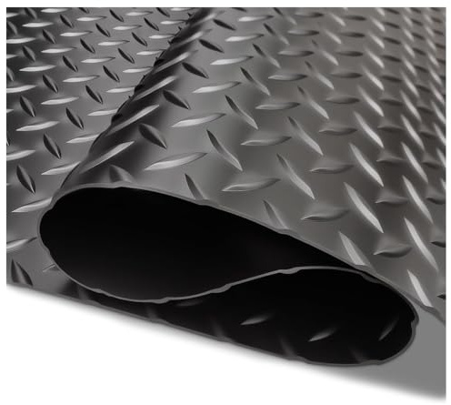 Ausrollbarer Vinyl-Garagenboden 2,5 mm dick Hochbelastbare, rutschfeste Bodenschutzmatte für Garage, Lager, Werkstatt, Keller, Fitnessstudio, 1,2 x 6 m,Schwarz