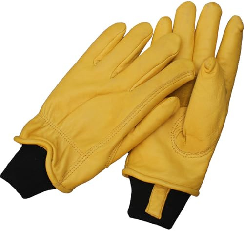 Guantes de trabajo de invierno para hombres, guantes de trabajo de cuero con aislamiento de piel de vaca a prueba de viento para conducir y trabajar, resistentes al agua, antideslizantes, de cuero cá