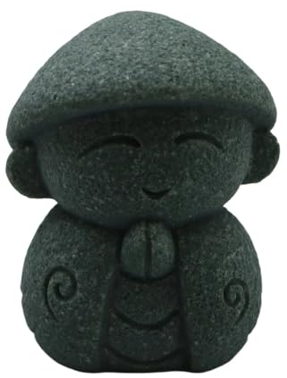 Ludom Japanese Sandstone Maitreya Buddha Statue – Feng Shui Little Monk Figurine for Zen Garden Decor, Lucky Wealth Guardian Sculpture