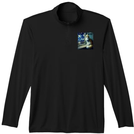 Cat Turkish Angora Starry Night Turkish Angora Performance Quarter-Zip Top