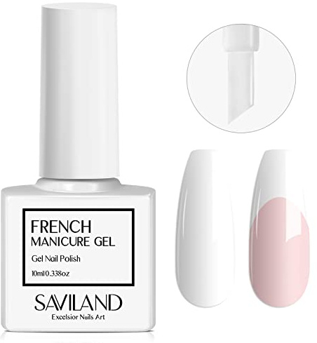 Saviland Uppgradera vacker vit fransk gel nagellack blötläggning off neon UV nagellack vitt för manikyr UV gel fransk nagelkonst starter, gellack UV för fransk nagelstämpel och hem gör-det-själv 10 ml