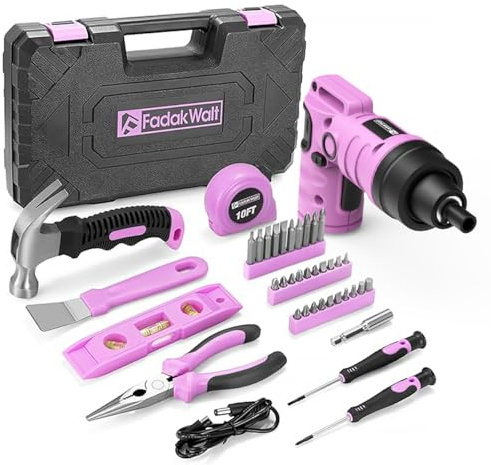 FADAKWALT Destornillador Eléctrico 3,6V, Atornillador Bateria, 40 accesorios, Poignée à deux positions, Atornillador Eléctrico con caja de almacenamiento, Para Reparaciones Domésticas Para Mujeres