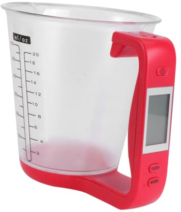 MOBUTOFU Bilancia da Cucina Digitale Rossa Display Lcd, Capacità 1000g e Precisione 1g, Misurino Elettronico Multifunzione per Cucina e Bevande