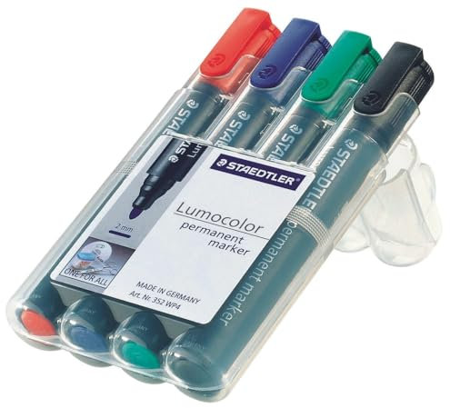 STAEDTLER Lumocolor permanent marker, confezione da 4 colori, 352 WP4