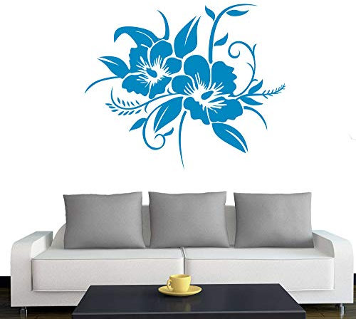 A690 Wandtattoo Hibiskusblüte 50cm x 41cm hellblau (erhältlich in 40 Farben und 4 Größen)