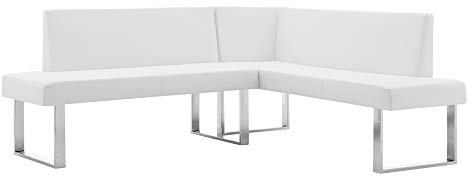 Armen Living Amanda Sectional in White and Chrome Finish 79.5x58x22