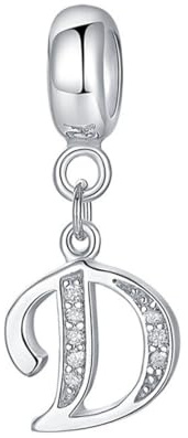 Bokstavsberlock 925 sterling silver pärlor alfabet berlocker initial berlock årsdag berlock ord berlock passar Pandora berlocker armband, Sterlingsilver Silver, Ingen sten