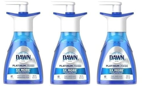 Dawn Lot de 3 pompes en mousse platine pour lave-vaisselle Parfum frais 10,1 ml 190 pompes (30,3 Fl Oz 570 pompes au total)