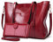 BestoU Sac a Main Femmes PU Cuir Sac à Bandoulière D'épaule Fourre-Tout Portefeuille Sac 2pcs (Rouge)