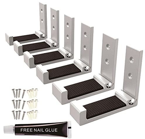MeetRade Coat Hooks Coat Door Hooks Wall Mounted 6PCS 3 inch Folding Hook for Hanging Towel Bag in Bathroom Kitchen Living Room,Headphone Headset Holder Hanger Mount Screw&Glue on (Silver)