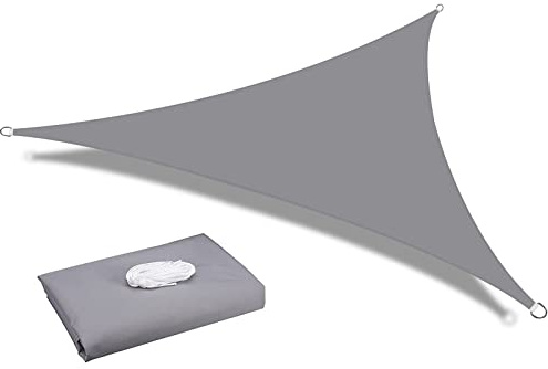 HEYOMART Sun Shade Sail Waterproof Outdoor Garden Patio Party Sunscreen Awning 3x3x3m Triangle Canopy 98% UV Block with Free Rope, Light Grey