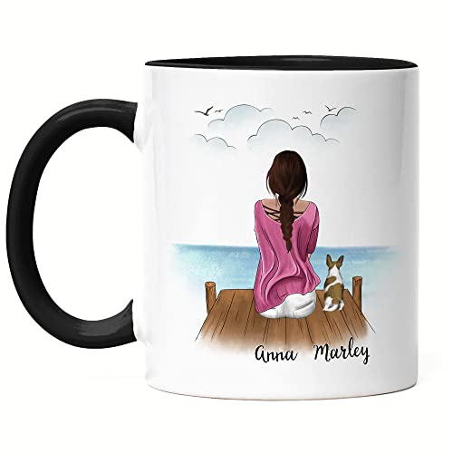 Kiddle-Design Hundemama Tasse Schwarz Personalisiert Hundebesitzer Geschenk Hundeliebhaber Hunde Dog Mom Hundefan Hundemotiv Haustier